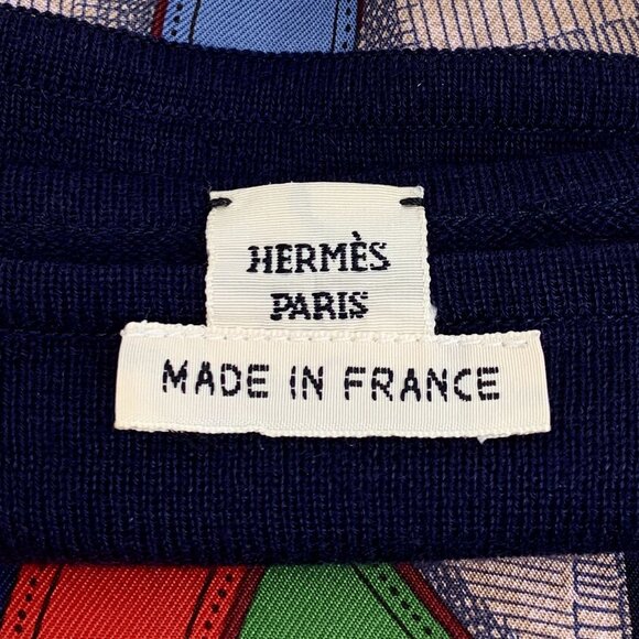 Hermès Paris Multicolor Chain Print Silk & Cashmere Long-Sleeve Pullover Top Siz - Picture 3 of 8